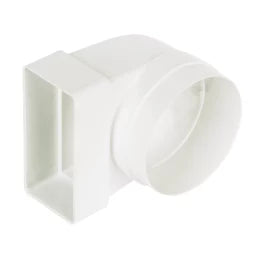 ROUND TO RECTANGULAR CONNECTOR ELBOW 90° BEND ADAPTOR WHITE 100MM
