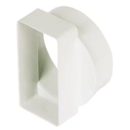 ROUND PIPE TO FLAT CHANNEL CENTRAL ADAPTOR WHITE 100MM