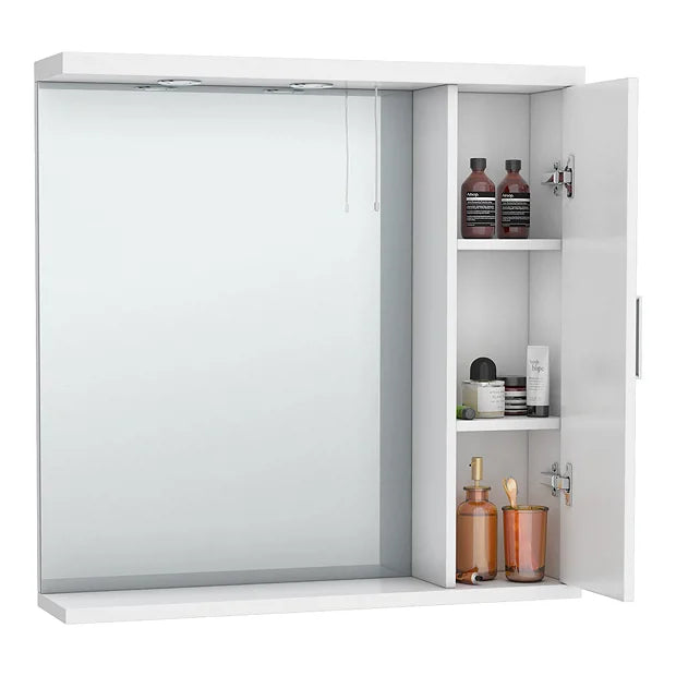 Cove White Illuminated Mirror Cabinet (850mm Wide)
