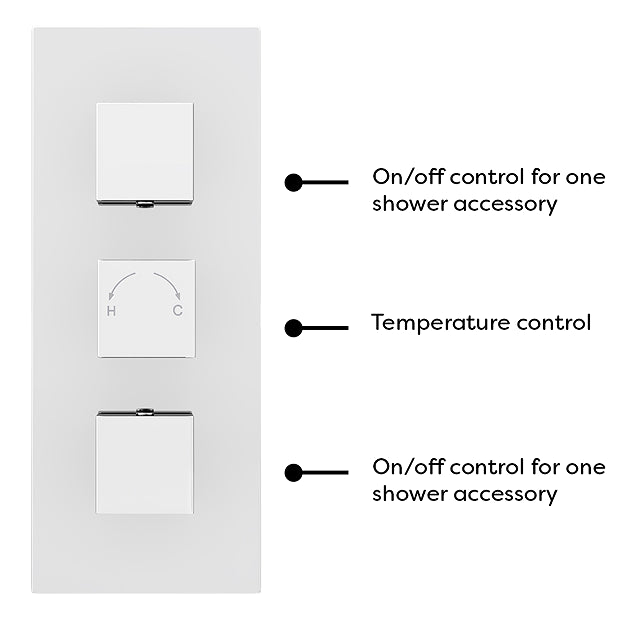 Milan Triple Square Concealed Thermostatic Shower Valve - Chrome