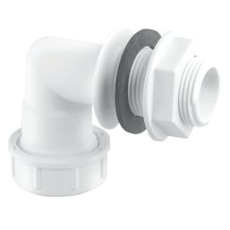BENT OVERFLOW TANK CONNECTOR WHITE 22MM