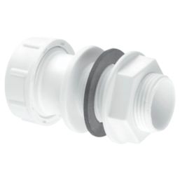 STRAIGHT OVERFLOW TANK CONNECTOR WHITE 22MM
