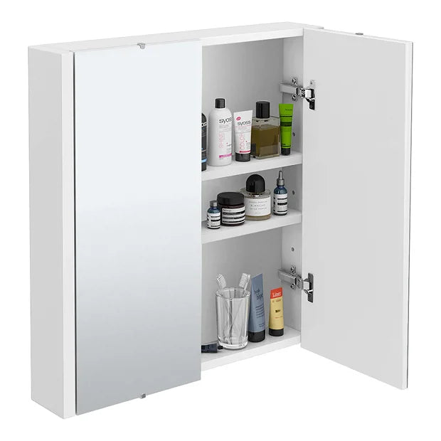 Toreno 2-Door Mirror Cabinet (Minimalist White - 617mm Wide)