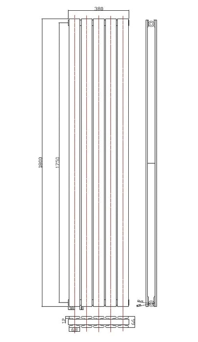 Belgravia Slimline Radiator Double Anthracite 1800 x 600