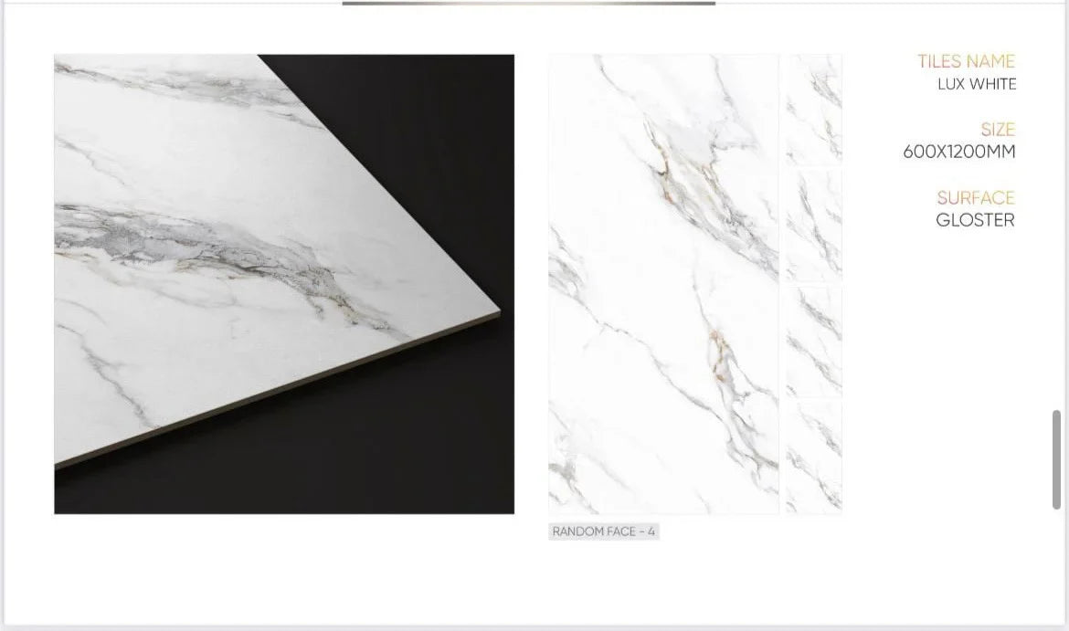 Lux White 60cmx120cm Wall & Floor Tile