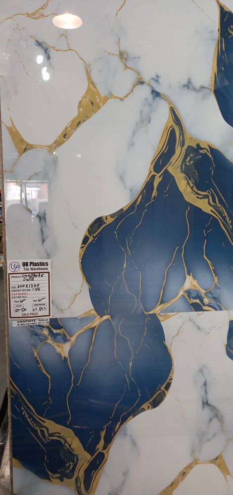 White Graphite Gold 600 X 1200 mm Polished Porcelain Wall & Floor Tiles