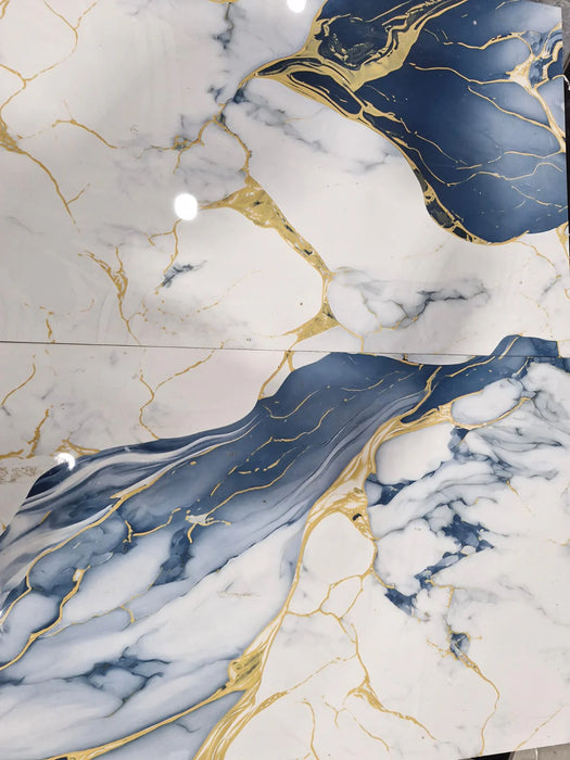 White Graphite Gold 600 X 1200 mm Polished Porcelain Wall & Floor Tiles