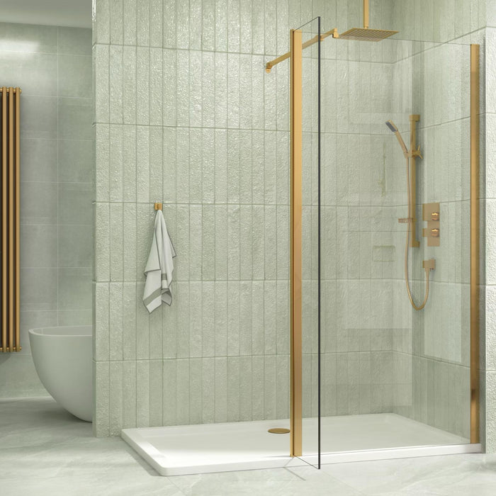 Wetroom Screen Brush Brass Bar
