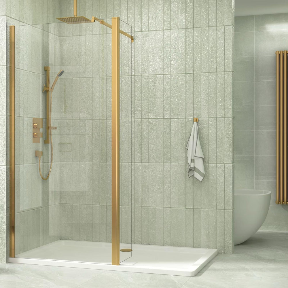 Wetroom Screen Brush Brass Bar