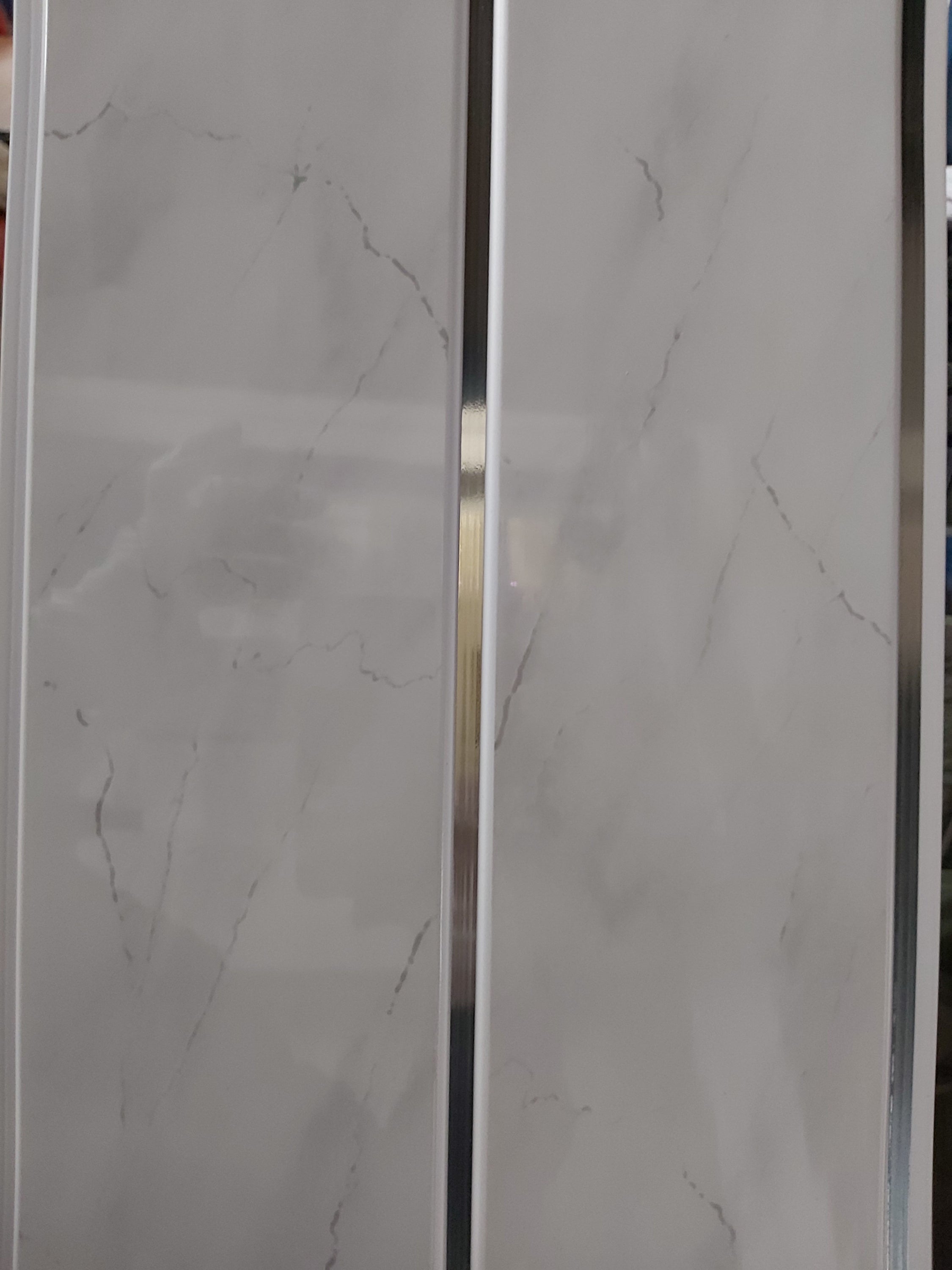 White Marble Effect Silver Stripe Cladding Panel — UK-Plastics