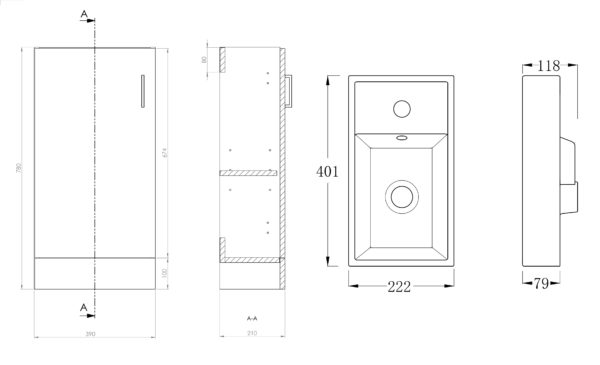 Mini 400 Unit And Basin – White