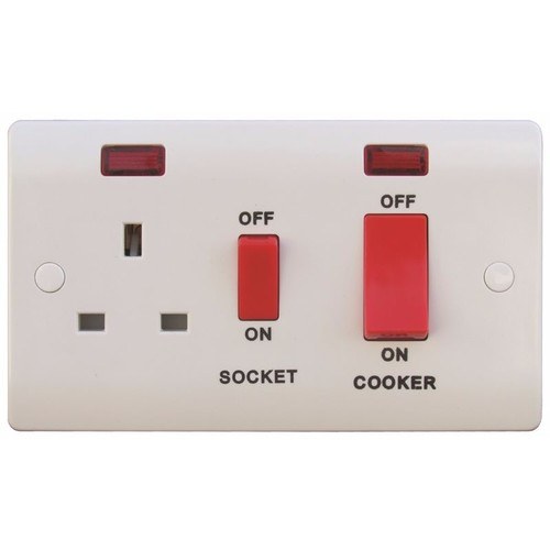 45a Double Pole Switch + 13a Socket With neon