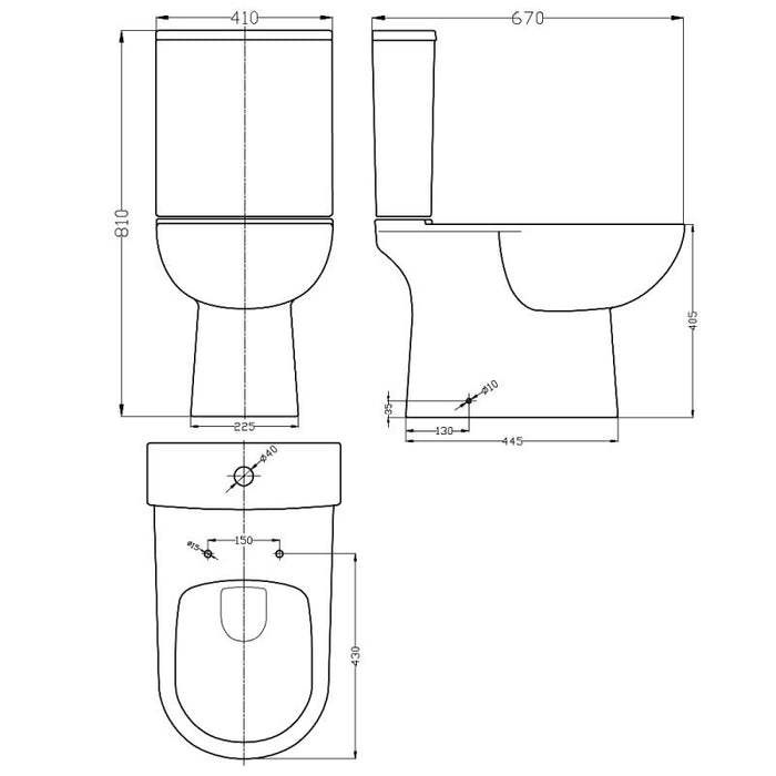 Toilet, Basin, Cistern & Pedestal 5 Piece Set