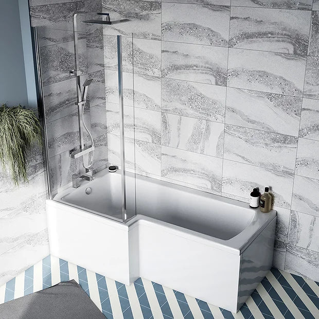 L-Shaped Hinged Bath Screen