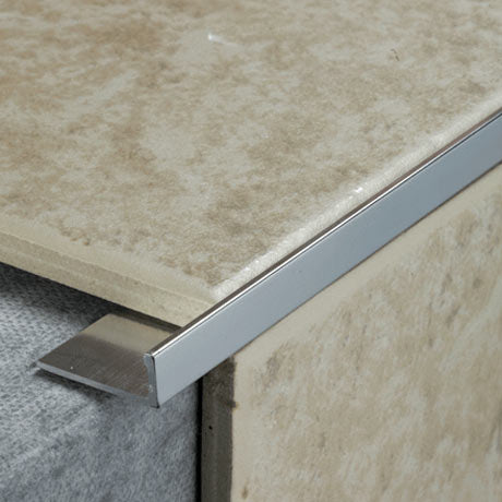 Square Edge L Shape Metal Tile Trim - Silver - Silver 8-10-12 mm