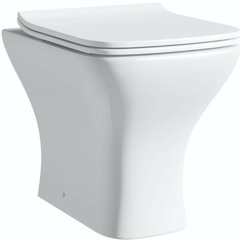 Square compact back to wall toilet with soft close slim toilet seat